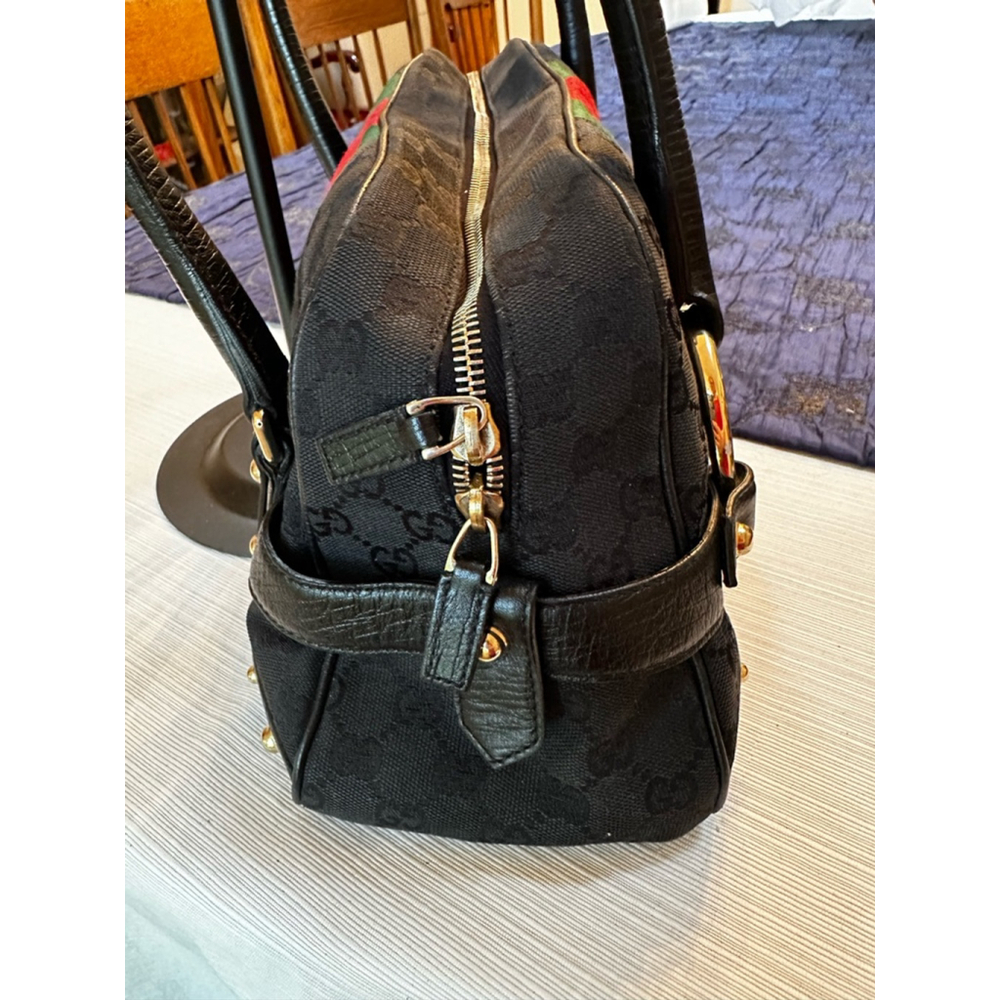 Gucci Black Canvas & Leather Sherry Line Horsebit Shoulder Bag - Picture 4 of 16